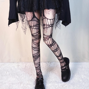 Japanese Dark Y2K Thigh High Fishnet Stockings Gothic Harajuku Mesh Pantyhose Women 15D Transparent Leggings - Product Image 4