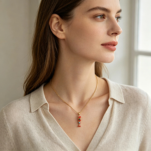 <span class=keywords><strong>ปลาทอง</strong></span>สีสันสดใส หรูหรา ทันสมัย ประดับด้วยเพทาย สร้อยคอจี้ชุบทอง 18K ดีไซน์เรียบง่าย - Product Image 2