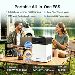 VoltaNest 1000W 2009Wh Système de Stockage d'Énergie Tout-en-un ESS LiFePO4 Station d'Énergie Portable Prise en Charge OEM ODM - Product Image 2