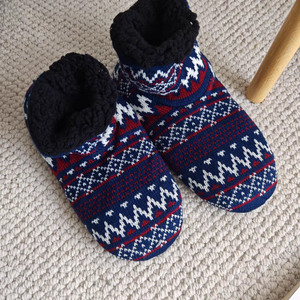 Man <strong>Men</strong> <strong>Men's</strong> Winter Warm Fair Isle Nordic Knitted Indoor Home Anti-slip <strong>Slippers</strong> <strong>Boots</strong> With Fluffy Cozy Sherpa Lining - Product Image 3