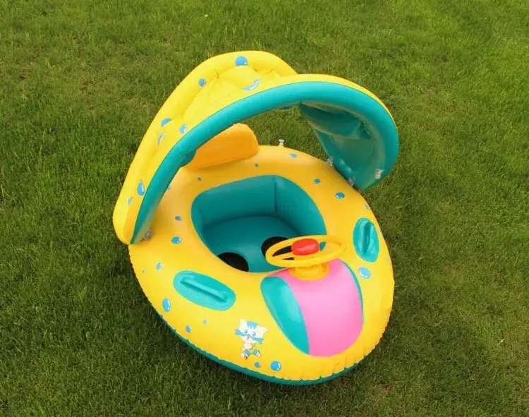 Hot Verkoop Verstelbare Zonnescherm Opblaasbare Baby Zwem Zwembad Float Seat Opblaasbare Ring Opblaasbare Boot Seat Voor Baby