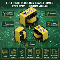 EE14 220v - 24v Flyback Yüksek Frekans Trafosu Üreticisi PCB Montajlı Darbe Trafosu
