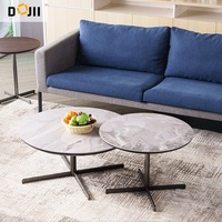 Ensemble de tables basses gigognes pour salon, style italien, luxueuses, avec bord arrondi, en ardoise, table à thé, table d'appoint centrale