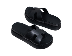 Pantoufles en cuir véritable pour femmes, style urbain tendance, dessus en cuir de vache (4,5 cm) - Product Image 3