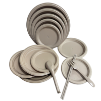 Assiettes jetables 100% compostables, résistantes, écologiques, biodégradables, en fibres de coque de riz, pour les fêtes