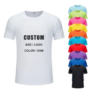 2024 Men's Custom Logo 100 Polyester T Shirt Blank White Tshirt Manufacturers Tee Wholesale Plain T-shirt