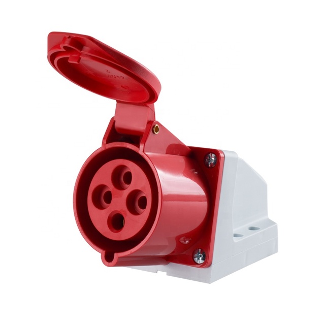 NANTE FNP2-114 16A IP44 Multiple Industrial Wall Mounted Socket and Panel with 4 Pin 380-415V 3P+E RED 4 Industrial AC Outlets