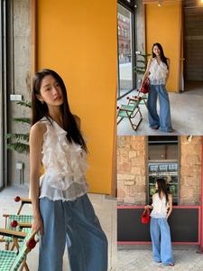 Tendance Été 2025 : Chemise en Chiffon Gaufré Respirant, Style Décontracté et Audacieux, Dos Nu, Col Montant, Motif Géométrique Sexy, Grande Taille - Product Image 2