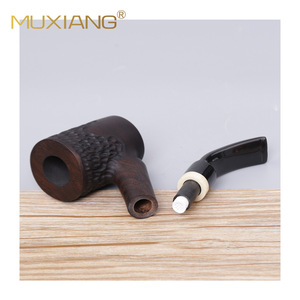 Muxiang Wooden Tobacco Pipe Bent Shape 9mm Carbon Filter For Men Smoking Pipe - Product Image 5