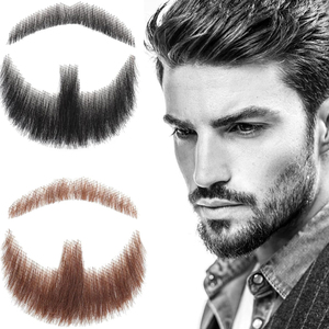 Fake <strong>Beard</strong> Realistic 100% Human Hair Full Hand Tied Facial Hair Black <strong>Goatee</strong> False <strong>Beards</strong> Lace Invisible Fake Face Mustache