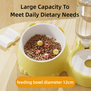 Bát ăn tự động đa màu sắc, di động, bằng nhựa cho thú cưng, bình nước 350ML, thiết kế hai ngăn, 15 chiếc °   Chén ăn nghiêng cho thú cưng - Product Image 2