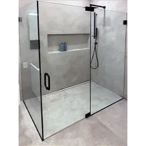Porta de chuveiro de vidro temperado de aço inoxidável sem moldura, porta deslizante de rolo para banheiro, porta de chuveiro de vidro direto da fábrica
