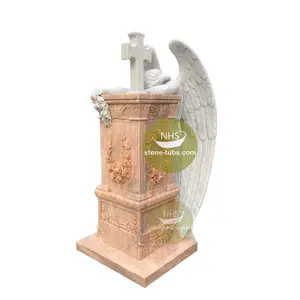 Customize Designs Luxury Marble Stone Angel Statue Grave Monument Tombstone