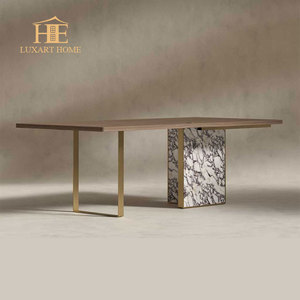 Scrivania di Lusso con Struttura in Acciaio Inox e Impiallacciatura in Legno, con Sedia <span class=keywords><strong>da</strong></span> Ufficio, Tavolo per Ufficio o Lavoro <span class=keywords><strong>da</strong></span> <span class=keywords><strong>Casa</strong></span> - Product Image 2
