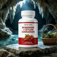 Capsules d'extrait d'écorce de cannelle de Ceylan et de berbérine HCL, 60 capsules, complément alimentaire à base de plantes pour le bien-être digestif, vente en gros