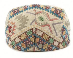 Nouveau design 2025 – Béret à imprimé floral, style vintage jacquard, unisexe, à calotte plate, type Ivy - Product Image 4