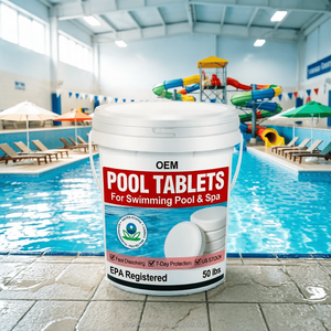 Tablettes de <span class=keywords><strong>chlore</strong></span> pour piscines 3 pouces 50 lb EPA Californie Faible MOQ Carte de crédit - Product Image 1
