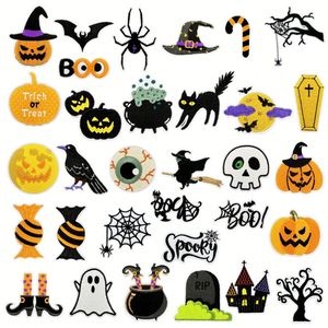 Parche Termoadhesivo Bordado de Calabaza, Sombrero de Bruja, Murciélago y Caldero para Niños, para Manualidades de Halloween - Product Image 1