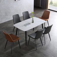 Table à manger en céramique à la mode Rectangle en céramique effet marbre haut avec pieds en métal pour la maison salle à manger Tables à manger