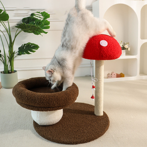 <span class=keywords><strong>Red</strong></span> Mushroom <span class=keywords><strong>Cat</strong></span> Climbing Frame Sisal Grinding Claw Médio Escalada Pole Árvore do gato com ninho do gato - Product Image 2