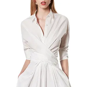 Maxi Dress Ladies 2023 abiti da carriera da donna a maniche lunghe formali camicia bianca allentata Maxi abiti Casual eleganti