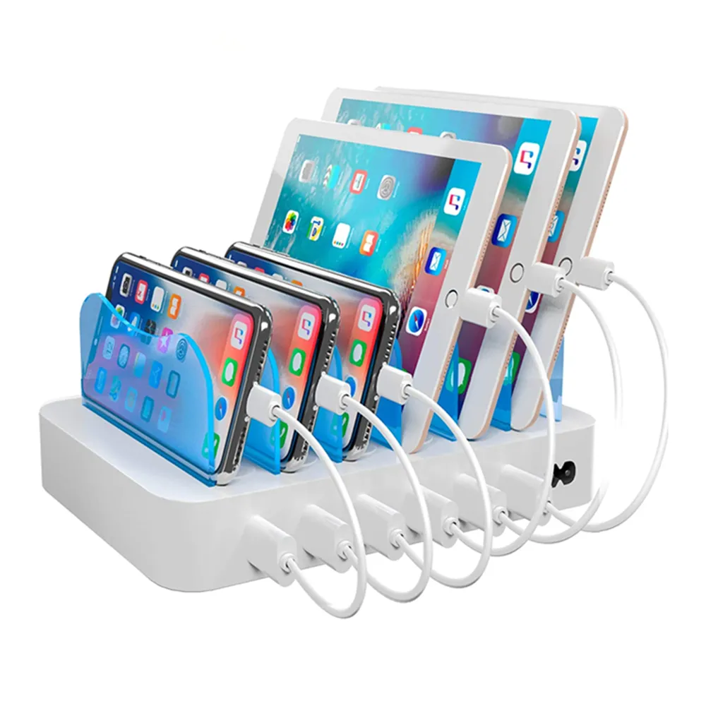Multifunction Desk Organizer Multi Device Portable Multiple Mobile Cell Phone Fast Charger 6 USB Port Electric Charging Stations