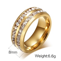 Bague en acier inoxydable à double rangée de diamants, bague pour homme en zircon, bagues de doigt en titane ou en acier inoxydable, tendance géométrique