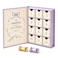 Boîte cadeau calendrier de l'avent personnalisée de 12 jours, boîte en papier rigide de luxe avec tiroirs coulissants pour chocolats, bonbons, emballage cadeau compte à rebours