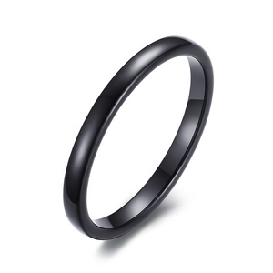 Bague en tungstène pour fille Wowem, couleur unie, mince, bombée, noir, or Rose, argent, <span class=keywords><strong>Alliance</strong></span>, tenue quotidienne, 2mm - Product Image 3