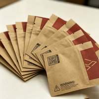 Sachet en papier kraft imprimé sur mesure, écologique, scellé sur trois côtés, emballage biodégradable pour comprimés nettoyants, lait et gelée