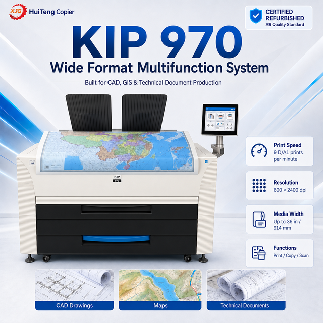 Refurbished Engineering Copier for Kip 970 Laser Color A0 Blueprint Red Seal Map White Printer Printing All-in-one Used Machine