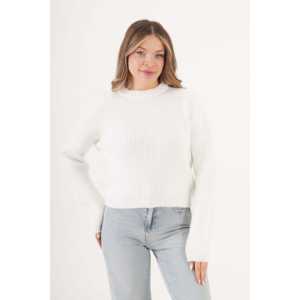 Suéter Básico Blanco con Cuello Redondo para Mujer - Suéter Básico Blanco con Cuello Redondo al por Mayor - Product Image 4