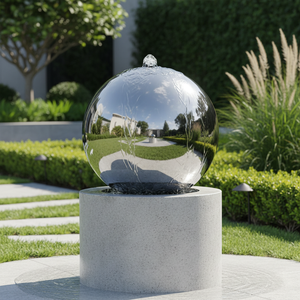 Grandes boules de <span class=keywords><strong>fontaine</strong></span> creuses en acier inoxydable, décoration paysagère extérieure, éclairage <span class=keywords><strong>solaire</strong></span>, design moderne, taille et couleur personnalisables - Product Image 3