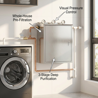 Préfiltre à eau pour toute la maison en acier inoxydable, unité de filtration à 3 étapes Big Blue 20 pouces, purificateur d'eau à grand débit