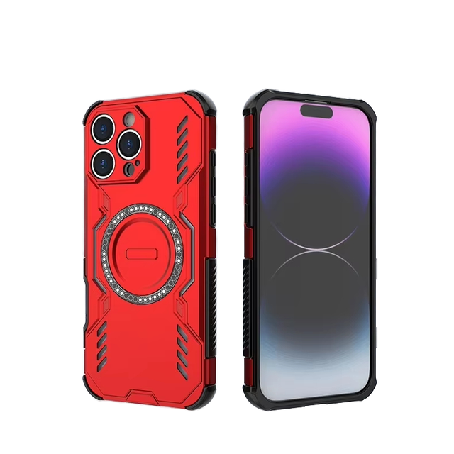 Shockproof Hard Protect Phone case Kickstand Smart Phone case Magnetic Antishock Cover for iphone 15 16 17