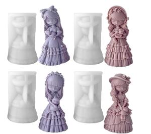 HY 3D dessin animé petites filles poupée Silicone bougie moule mignon princesse avec <span class=keywords><strong>robe</strong></span> parfumée bougie moules pour cire aromathérapie fabrication - Product Image 2