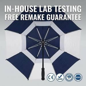 <b>Umbrella</b> manufacturer supplier high quality durable <b>windproof</b> double layer automatic fiber black yellow golf <b>umbrellas</b> with logo - Product Image 3