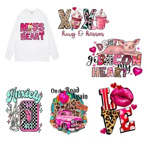 Ngày Valentine Tùy Chỉnh T-Shirt Dtf In Nhãn DIY Truyền Nhiệt Sticker In Ấn Cho Túi Gối Quà Tặng Cửa Hàng