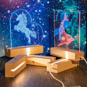 Vente flash - Lampe LED en bois massif personnalisée à 7 couleurs, impression acrylique avec photo et lecteur de musique pour la décoration de la pièce et les cadeaux - Product Image 5