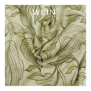 قماش حرير عضوي جديد بنمط الباتيك مطبوع رقميًا بنقش أوراق استوائية خفيف الوزن 100% حرير - Product Image 1