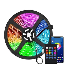 RGB Strip Light Music Sync BT Control Flexible Ribbon LED 5050 Led Tape Light For Room Party Decoration TV Backlight