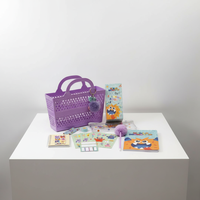 Nuevo Estuche Portátil de 4 Piezas para Lápices de Colores, Cestas Moradas, Set de Papelería con Diseño de Monstruo de Dibujos Animados para Niños