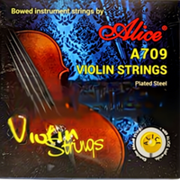 Ensemble de cordes pour violon Alice A709 1234, noyau en nylon, enveloppé d'aluminium, de magnésium, de nickel et de chrome
