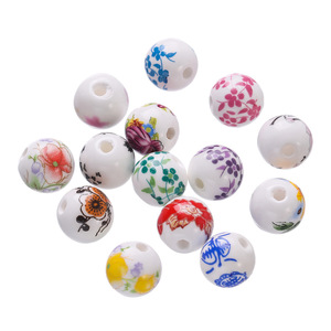 Ceramic Round <b>Beads</b> 12mm Antique Style Printed For Jewelry Making DIY Accessories Mixed Colors <b>Loose</b> <b>Beads</b> - Product Image 2