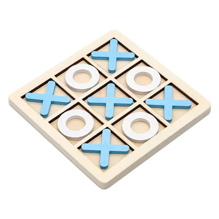 2023 Offre Spéciale enfants puzzles en bois, jeux de Table de fête blocs de construction échecs trois lignes OX Puzzle conseil en bois tic-tac-toe jouet
