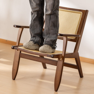 Sillón Individual de Madera Maciza Hecho a Mano, Estilo Wabi Sabi, Silla de Salón Minimalista, Silla de Descanso - Product Image 3