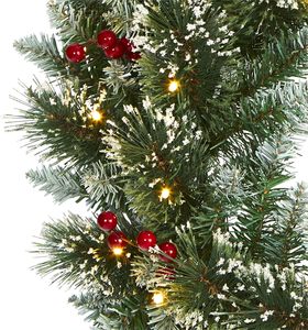 Guirnalda Navideña Artificial de 24 Pulgadas con Luces LED Blancas/Transparentes, Resistente al Fuego, Fácil Instalación para <span class=keywords><strong>Puerta</strong></span> Principal, Decoración Navideña - Product Image 4