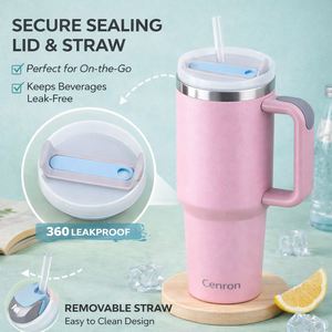 Mug de voyage isotherme en acier inoxydable 40oz 30oz personnalisé par sublimation, sans BPA, avec paille et poignée - Product Image 2
