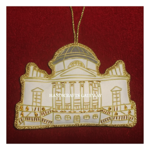 Belle et exclusive conception de forme de Taj Mahal de l'arbre de Noël de broderie à la main de Zari et de l'ornement suspendu de décor de fête du nouvel an - Product Image 1