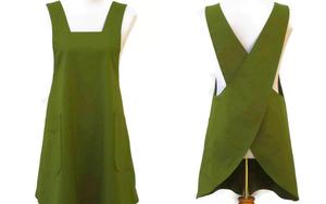 <span class=keywords><strong>Tablier</strong></span> Beige en <span class=keywords><strong>lin</strong></span> de coton Style <span class=keywords><strong>japonais</strong></span>, en forme de X, à bandages croisés à dos - Product Image 5